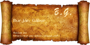 Burján Gábor névjegykártya